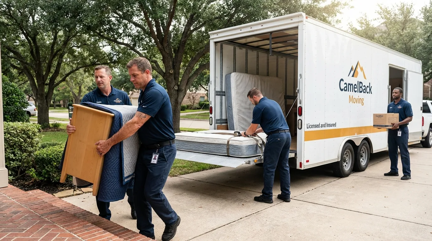 Crew loading residential truck for cross-state move from Carriere, MS