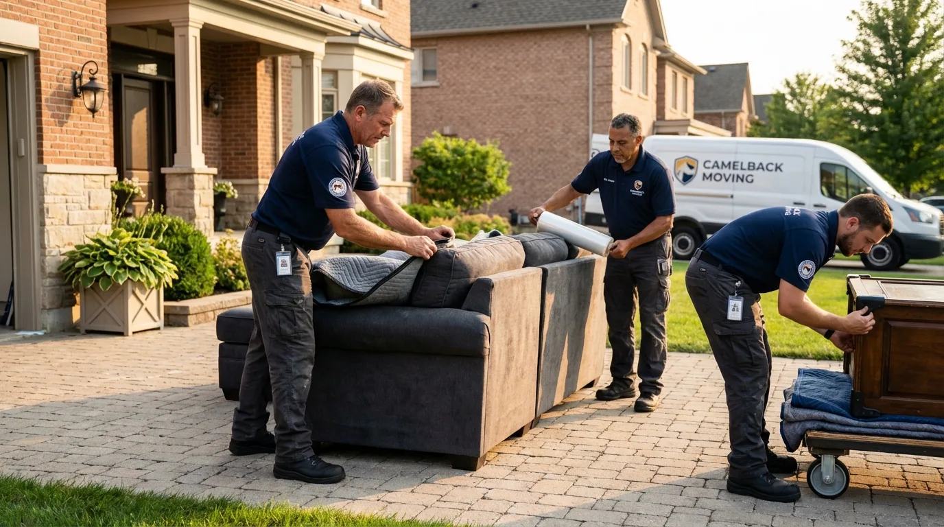 Large estate moving crew wrapping furniture in Carriere, MS
